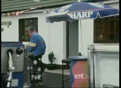 Never be without a seat in the pub with this 50cc mobile bar stool.
#StPatricksWeekend . Courtesy of RTE Archives.