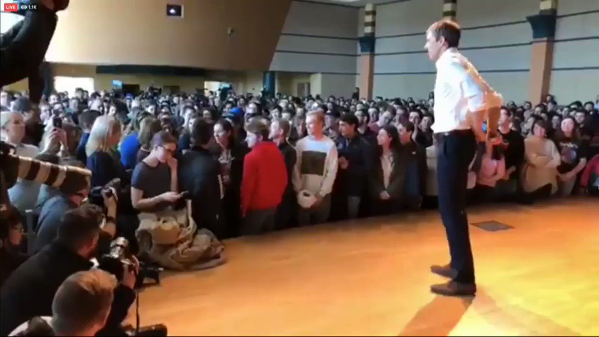 A person in the audience confronts Democrat Beto O'Rourke: “When am I going to get an actual policy from you instead of platitudes and nice stories?"