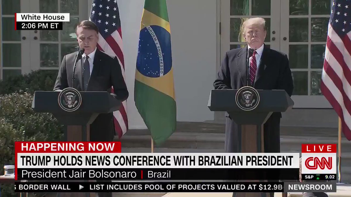 Here's Trump just nodding his head along as Bolsonaro talks about how Brazil and the U.S. are joined "side by side" in a fight against trans people.