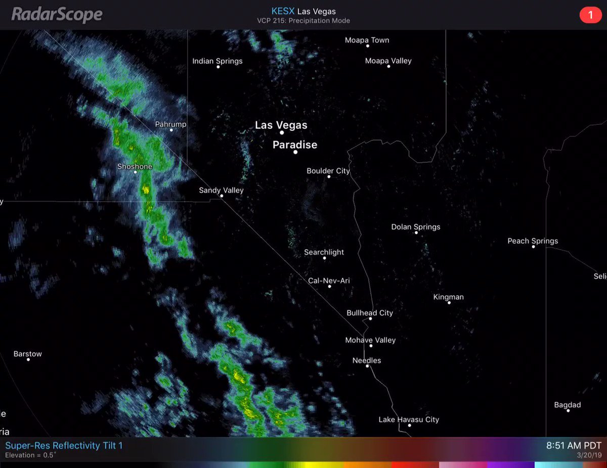Radar Update! π‘π§
Reports of moderate rainfall have come in this morning across San Bernardino County. Radar estimates of up to a tenth of an inch of rain per hour is possible. #cawx #nvwx