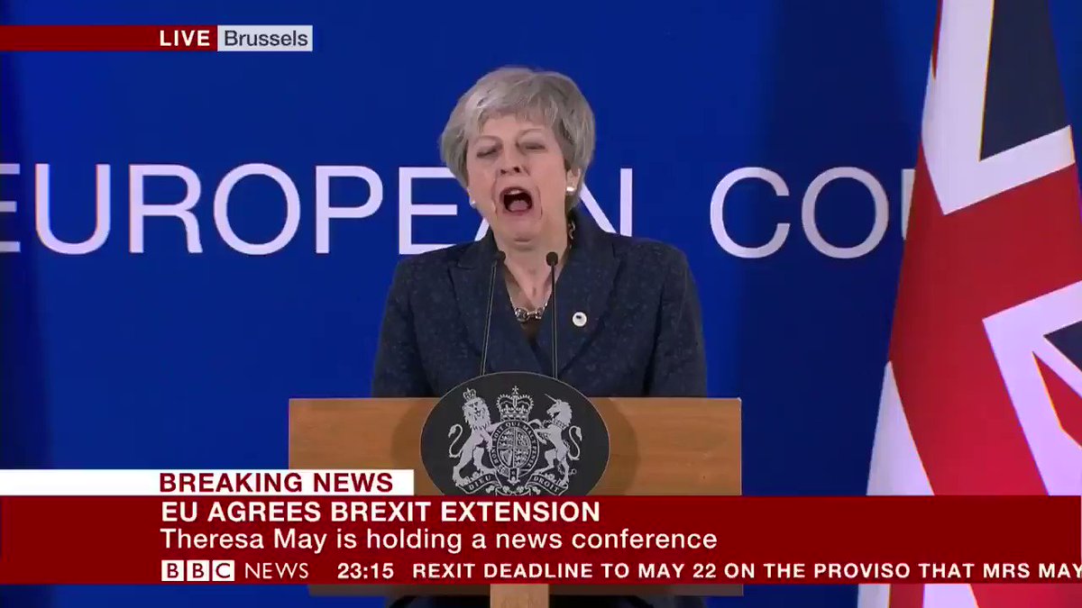 "I do not believe that we should be revoking Article 50"
UK PM Theresa May speaking after the EU agrees a plan to delay #Brexit beyond 29 March
http://bbc.in/2HyuuaEÂ