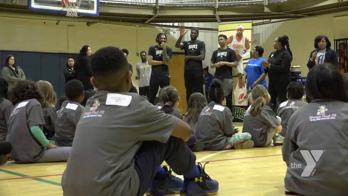 Huge thank you to @d_dedmon3, @fearthefro95, @10jadams and the @ATLHawks for their generosity! This week, in partnership with @shoesthatfit, they distributed new shoes to kids at our @DecaturFamilyY, taught them basketball drills and shared nutrition tips as part of #NBAFitWeek.