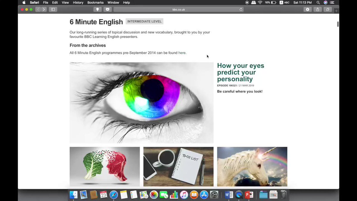 6 Minute English
هو موقع عظيم جدًا في تطوير اللغة الإنقليزية، يوفر لك مقاطع صوتية كثيرة عن مواضيع متعددة، كل مقطع صوتي عبارة عن ٦ دقائق فقط، تستمع إليه وبعدها يضع الكلمات المهمة التي تم ذكرها في المقطع في الأسفل + سؤال لاختبار مدى فهمك..
-
💚💫👇🏻
http://www.bbc.co.uk/learningenglish/english/features/6-minute-english …