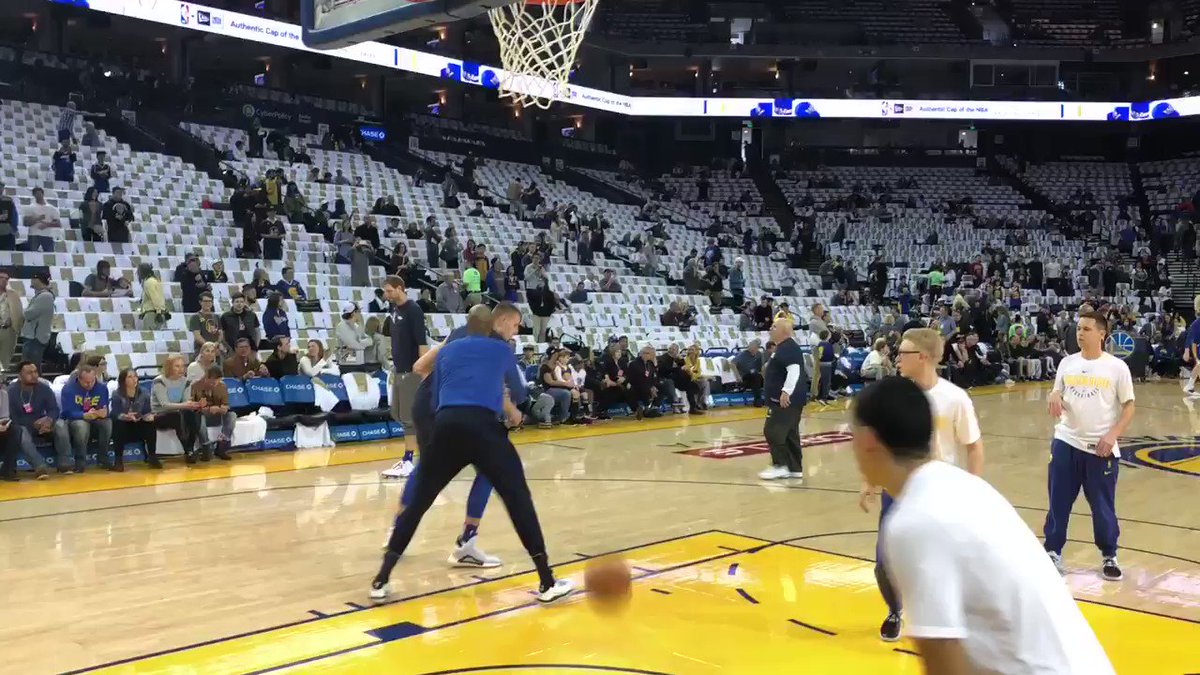 Kinda symbolic to see Dirk and Kristaps Porzingis working: