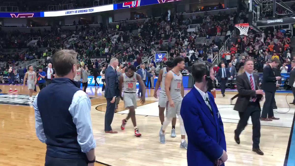 Virginia Tech exits the floor after punching its first Sweet 16 ticket in 52 years.