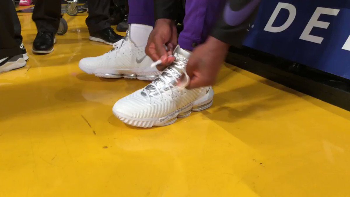 LeBron laces up for Sunday night hoops in LA! #NBAKicks