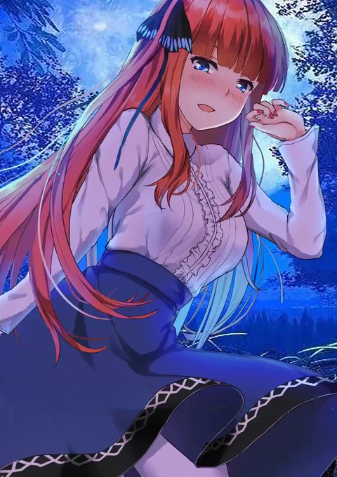 蓝天的抛物线さんがTwitterに投稿した中野二乃(五等分の花嫁)のイラスト。