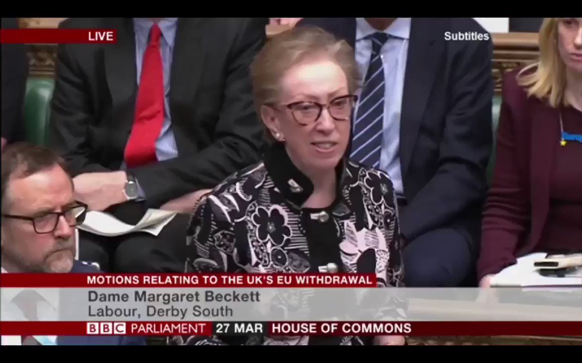 Margaret Beckett - Think of the consequences if this house forces an outcome on the people of this country that they no longer desire... it's the British people who should now decide what comes next.
#StopBrexit #RevokeArticle50 #PMQs