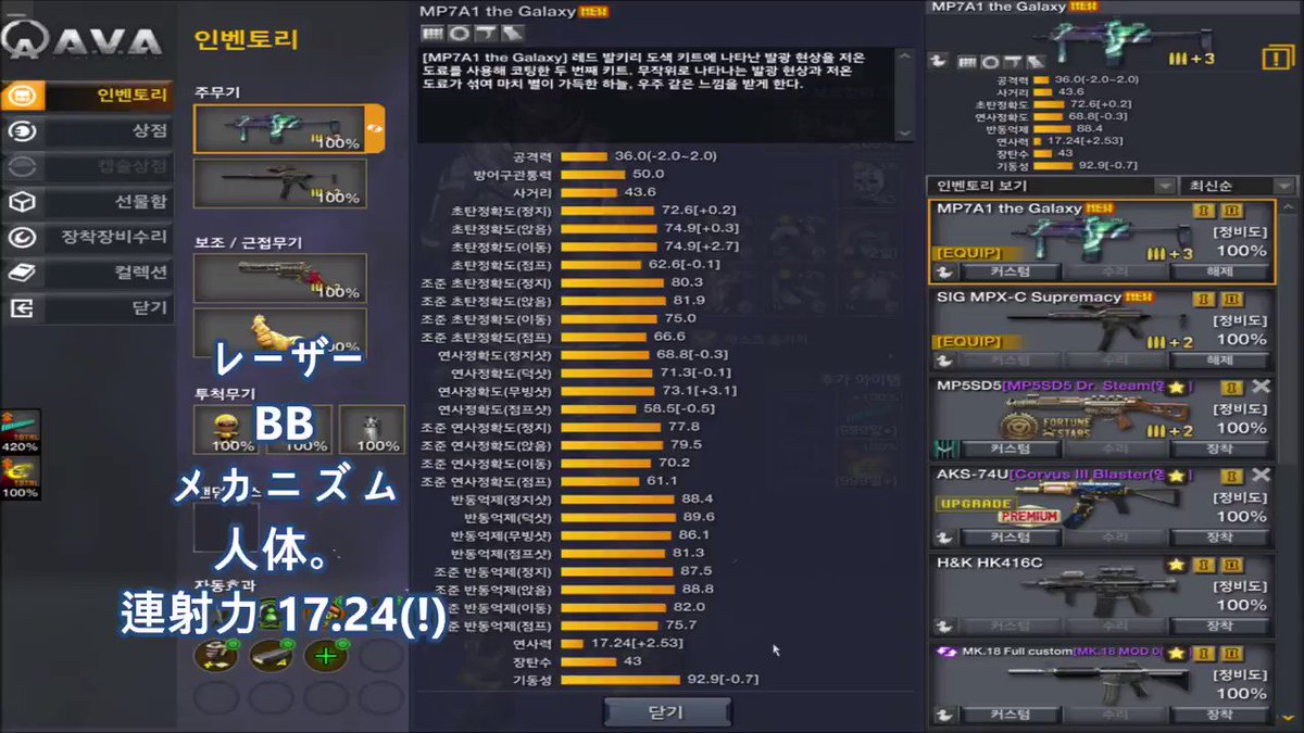 Sya Ava新規武器mp7a1 Galaxy Mp7a1レッドヴァルキリ 攻撃力 1 射程距離 1 3 装弾数 3 カスタム可能