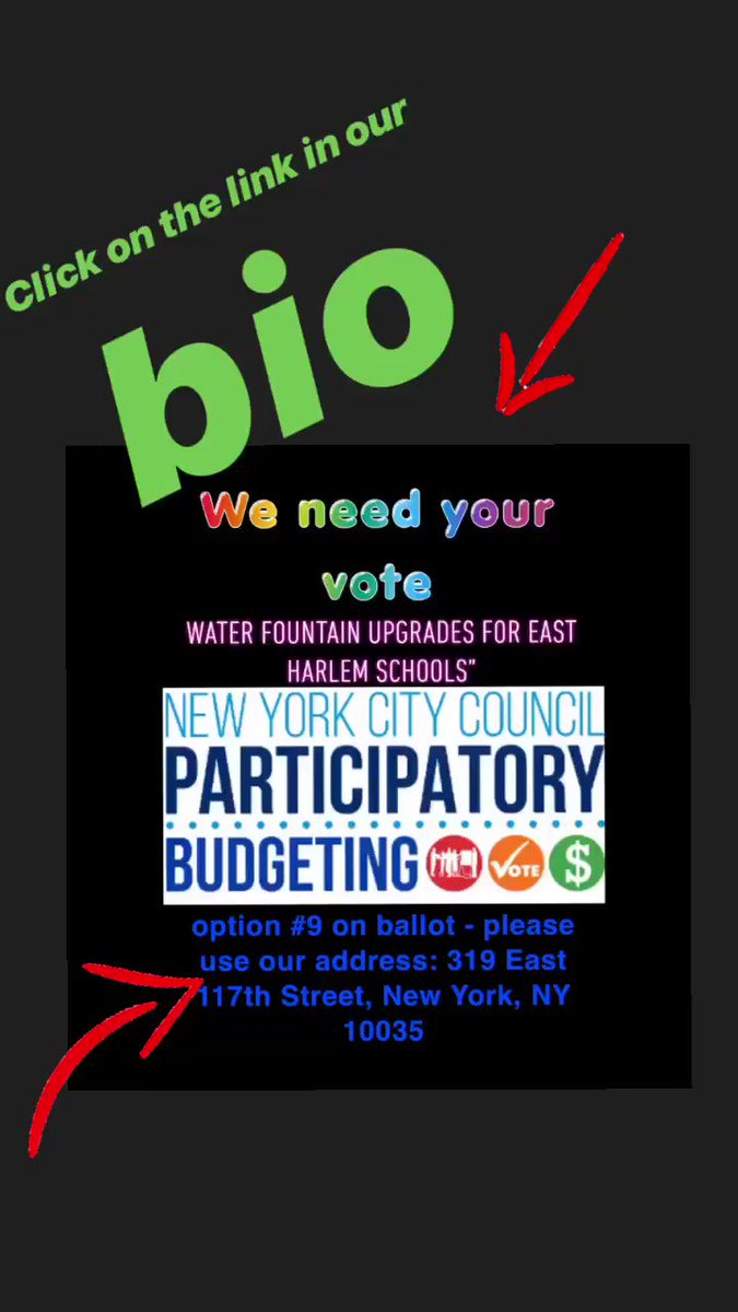 WE NEED YOUR VOTE!!!
RSA is on Council Member Ayala’s Participatory Budgeting Ballot this year for project “Water Fountain Upgrades for East Harlem Schools”
Voting dates are March 30 to April 7 at 12pm
Here is the link to vote online: https://pbnyc2019.d21.me/
OPTION 9 ON BALLOT