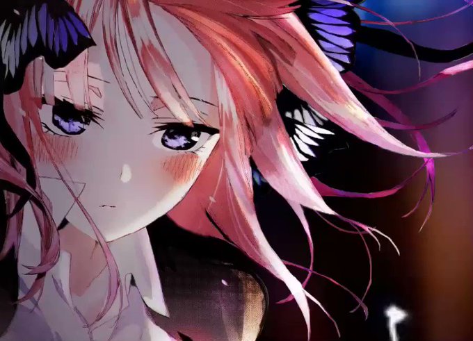 蓝天的抛物线さんがTwitterに投稿した中野二乃(五等分の花嫁)のイラスト。