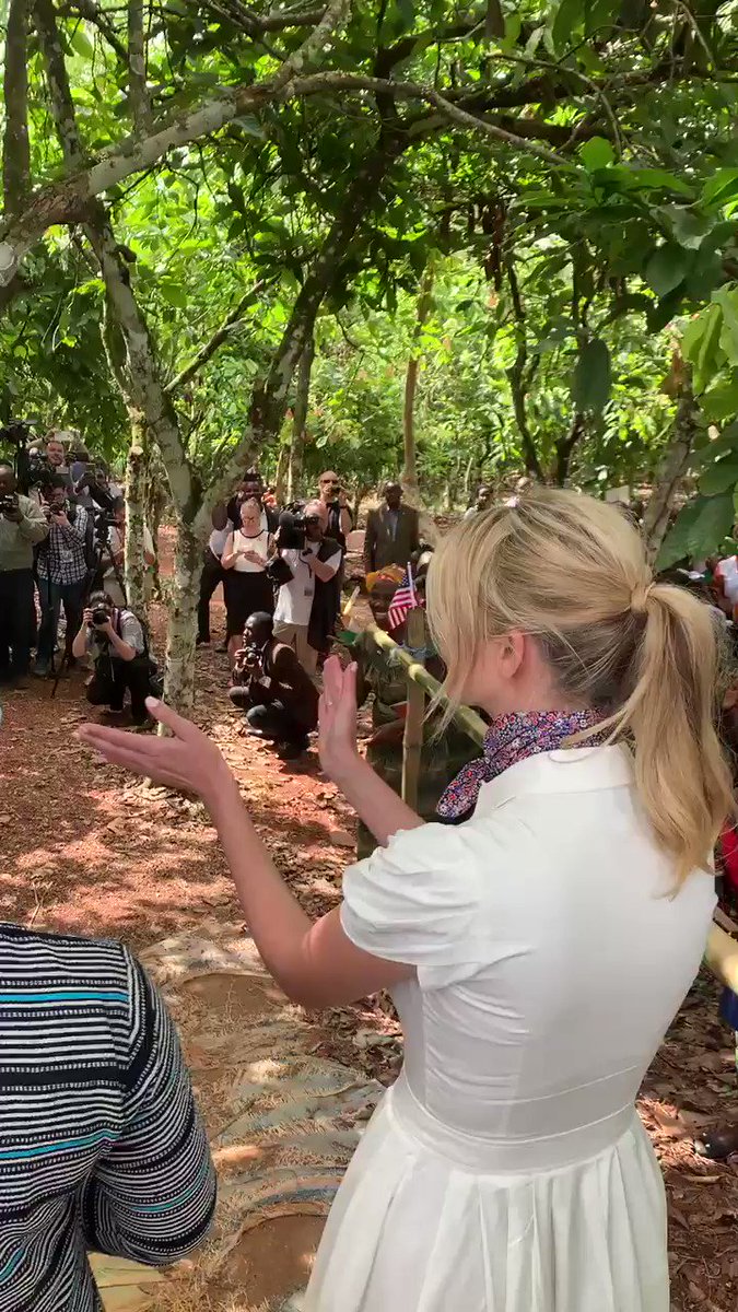 Incredible visit to a cocoa farm where women dominate! We announced a NEW $2 million public-private partnership w/ @USAID & @WorldCocoa that creates 300+ NEW savings associations, so women farmers can access capital & training programs to support themselves & their families!#WGDP