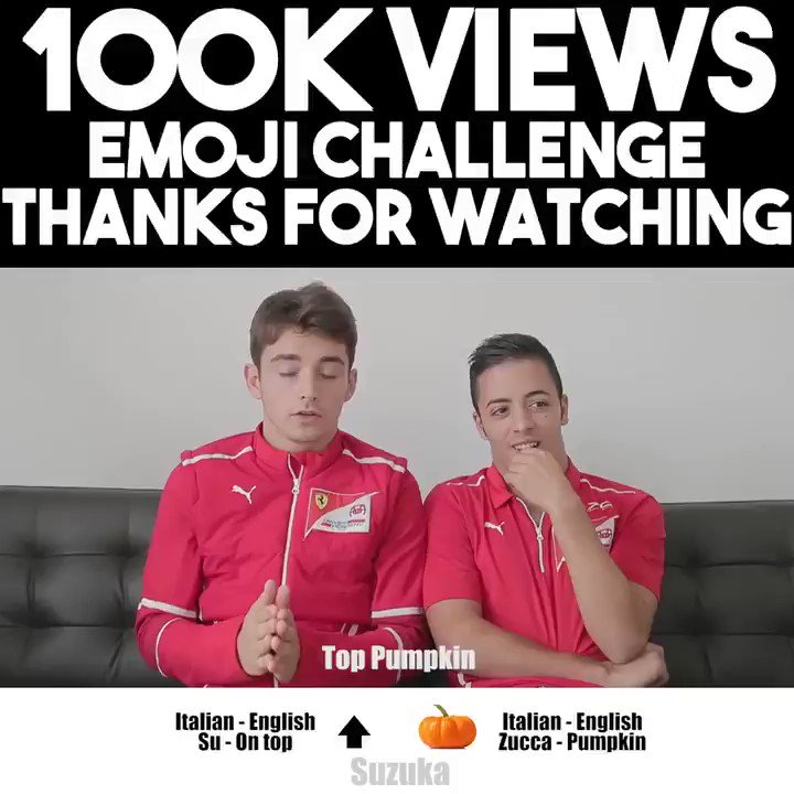 Our @FIA_F2 #emojichallenge with @Charles_Leclerc & @Anto_Fuoco has reached more than 100K views on YouTube! Thank you guys for watching and we hope you keep enjoying our videos #thanksforwatching