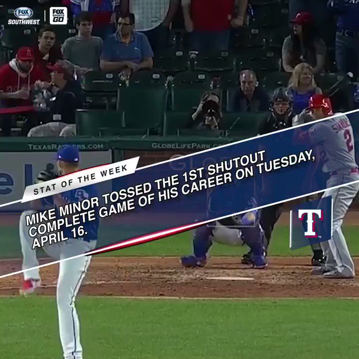 On April 16, @rangers Pitcher Mike Minor pitched his first career complete game shutout! #TogetherWe