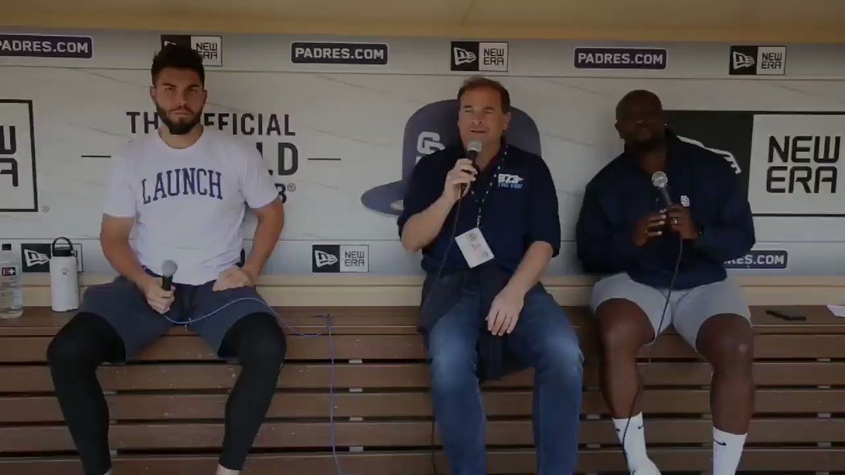 Friar Friday's with @tonygwynnjr & @ChrisElloSD kicked off with Eric Hosmer! Each Friday they will be joined by a @Padres player.
They talked to Hosmer about the additions of Machado & Tatis, Jr. How can he help lead the clubhouse?
Full interview here: https://973thefansd.radio.com/blogs/gwynn-chris/friar-fridays-debut-eric-hosmer-leads-it …