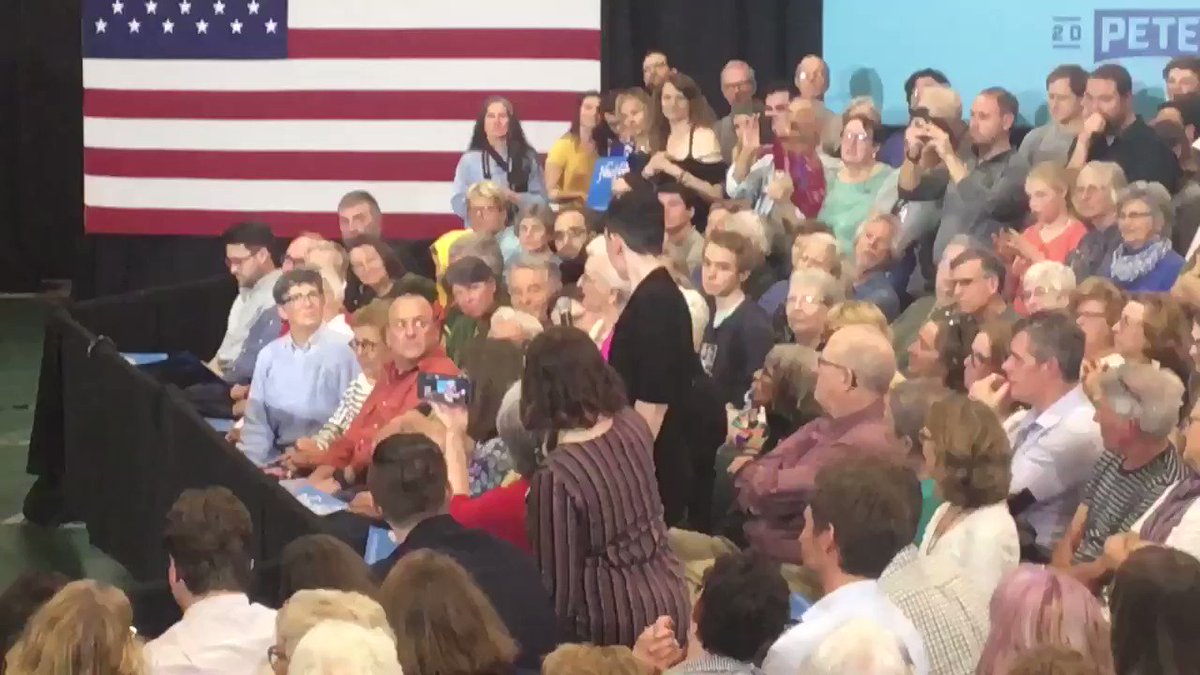 It would seem @PeteButtigieg has the endorsement of 90-year-old Pat Provencher of New Hampton. The crowd loves Pat. #FITN via @SlopezWMUR