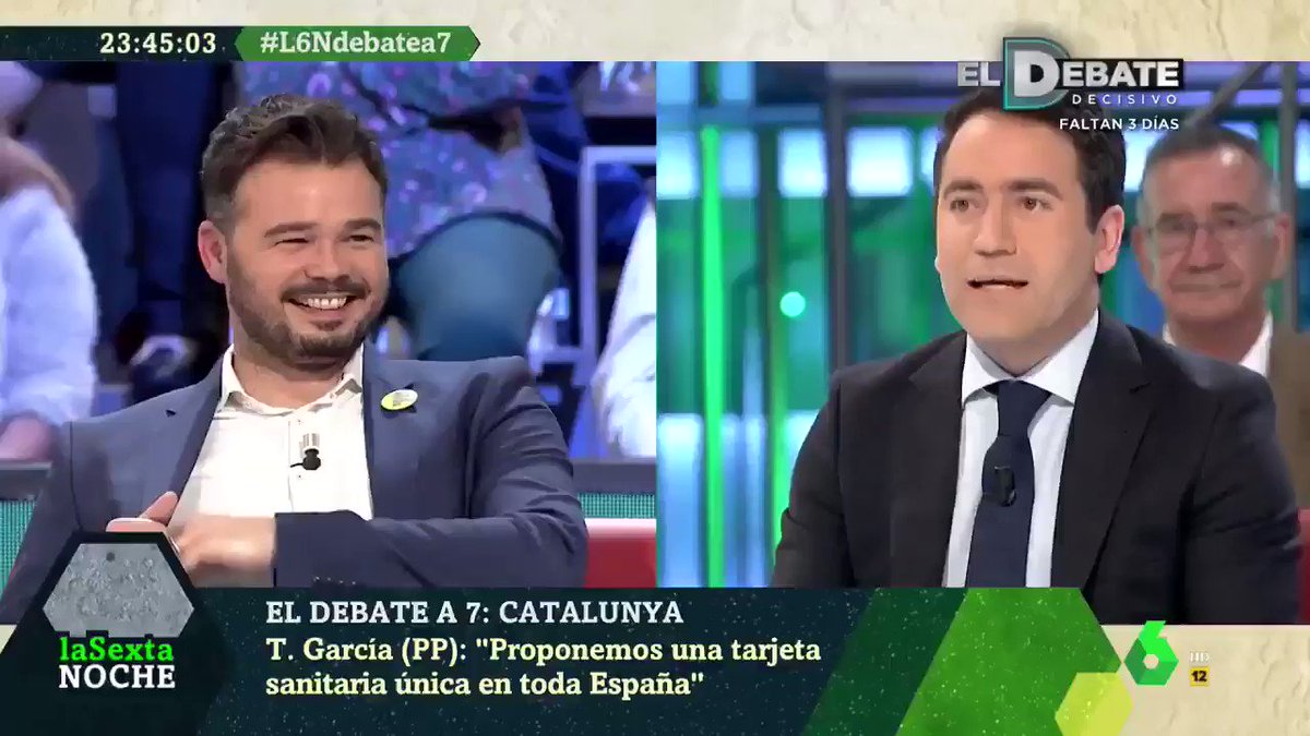 ▶️ @teogarciaegea a Rufián: “Hay algo que garantiza que tú puedas decir lo que estás diciendo, algo que nos une a todos y entre todos hemos elegido, nuestra bandera 🇪🇸 que aunque tú no lo quieras es lo que garantiza que puedas expresarte libremente” #L6Ndebatea7