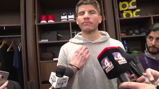 After his media session, Kyle Korver called everyone back to say this about Donovan Mitchell. Wow.
(via @JakeKUTV)