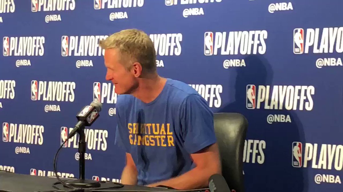 Steve Kerr... Spiritual Gangster... 😂
“I was going to wear my ‘That’s all, Folks shirt, but...” #Warriors