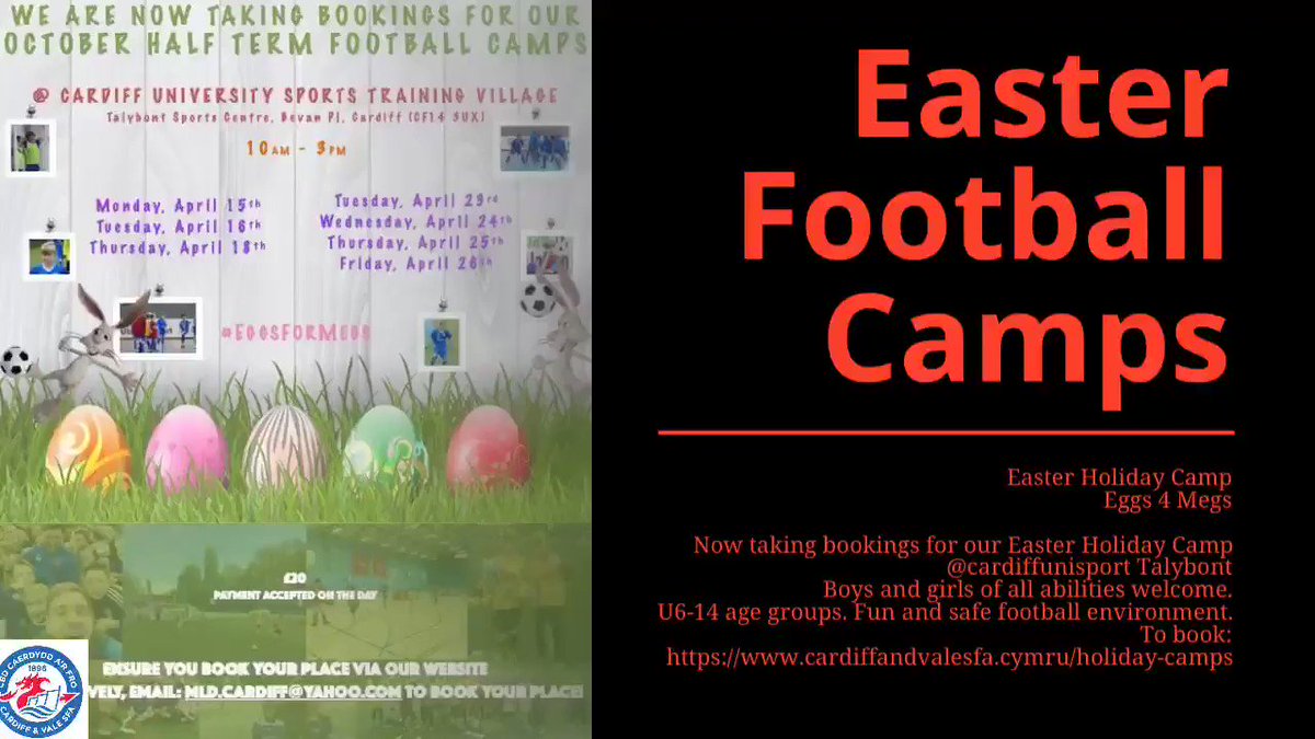 Our Easter Camps start back tomorrow. PREP!!!
Dates:
Week 1 :Complete✅
Week 2 : Easter 23/24/25/26 April
To book:
http://cardiffandvalesfa.cymru/holiday-camps
@CardiffUniSport @CardiffCityLive @cardiffcouncil @FOR_Cardiff @VisitCardiff @WeAreCardiff
#wales #holiday #footballcampscardiff