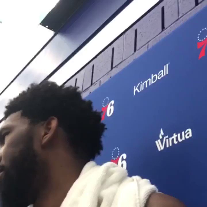 When asked earlier today if he would be a game time decision or is definitely playing Game 5, Joel Embiid said “gotta keep ‘em guessing”
#Sixers
#Nets
#NBAPlayoffs – at Philadelphia 76ers Training Complex