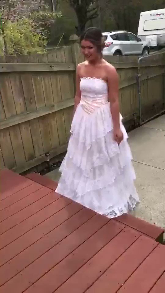 I surprised my dad and wore his sisters prom dress who passed away when she was 19 to my prom:,)