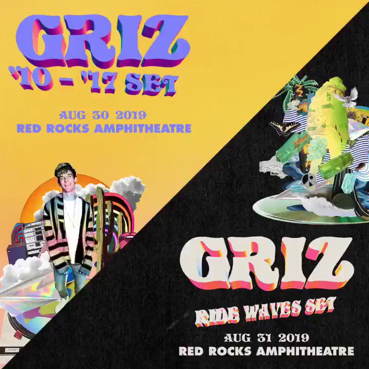 The wait is over! I'll see you lovely humans at Red Rocks on August 30+31 π€ http://smarturl.it/GRiZxRedRocksΒ
Artist pre-sale begins tomorrow at 10am mt / General on-sale Friday at 10am mt