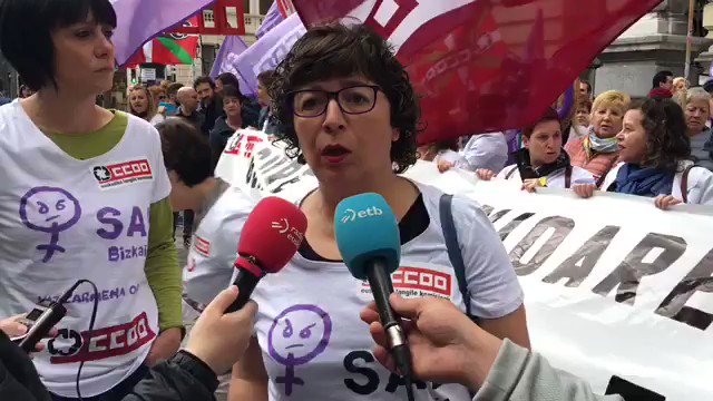 Declaraciones de @LgarciaLola en el comienzo de la movilización en defensa del convenio de las compañeras del SAD de @CCOO_CS_EU , sindicato mayoritario en el sector
