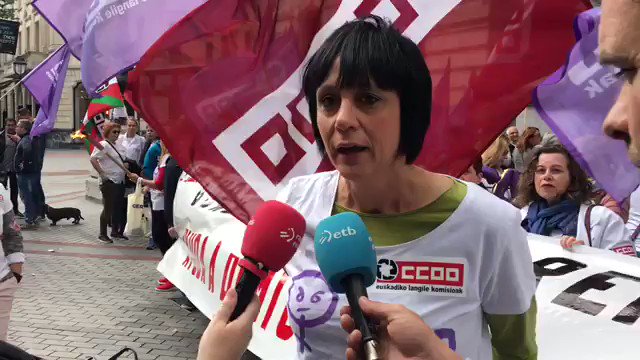 Declaraciones de @garbineespejo en el comienzo de la movilización en defensa del convenio de las compañeras del SAD de @CCOO_CS_EU , sindicato mayoritario en el sector