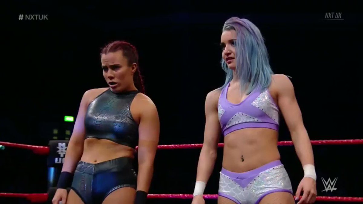 What on earth is @JinnyCouture doing here? This is supposed to be a one-on-one match! #NXTUK #FlyWithBrookside @XiaBrooksideWWE @Kelly_WP