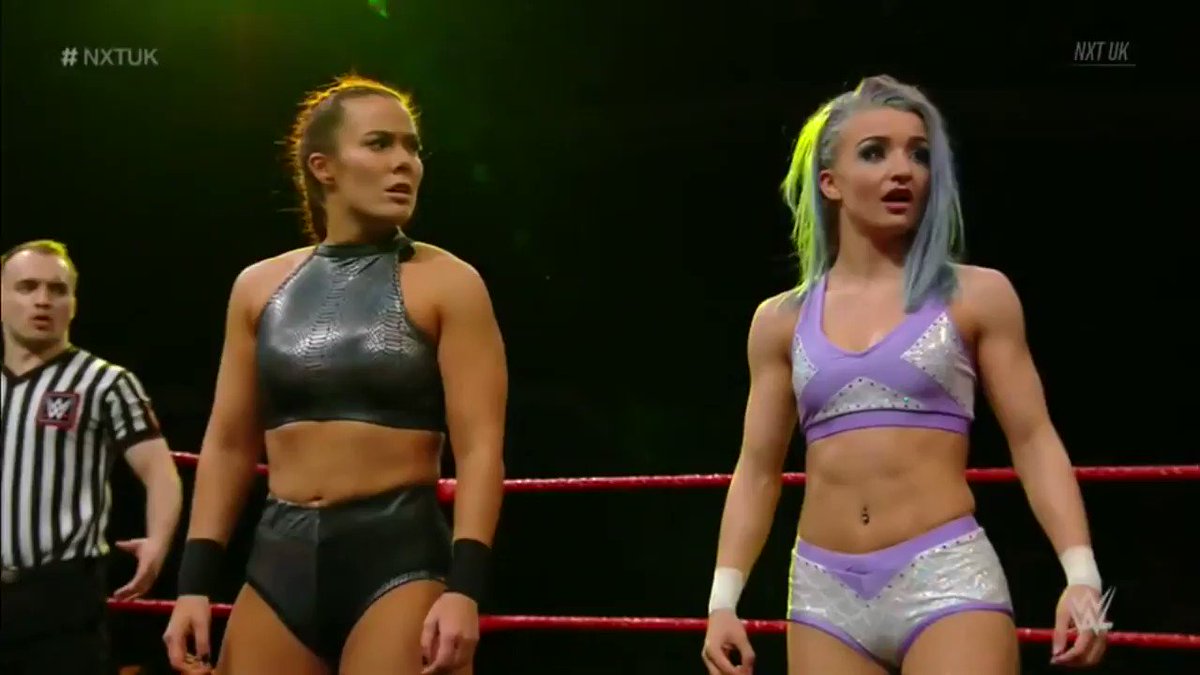 Xia's face tells the story. Here comes the Alpha Female @Jazzy_Gabert! #NXTUK #FlyWithBrookside @XiaBrooksideWWE @Kelly_WP