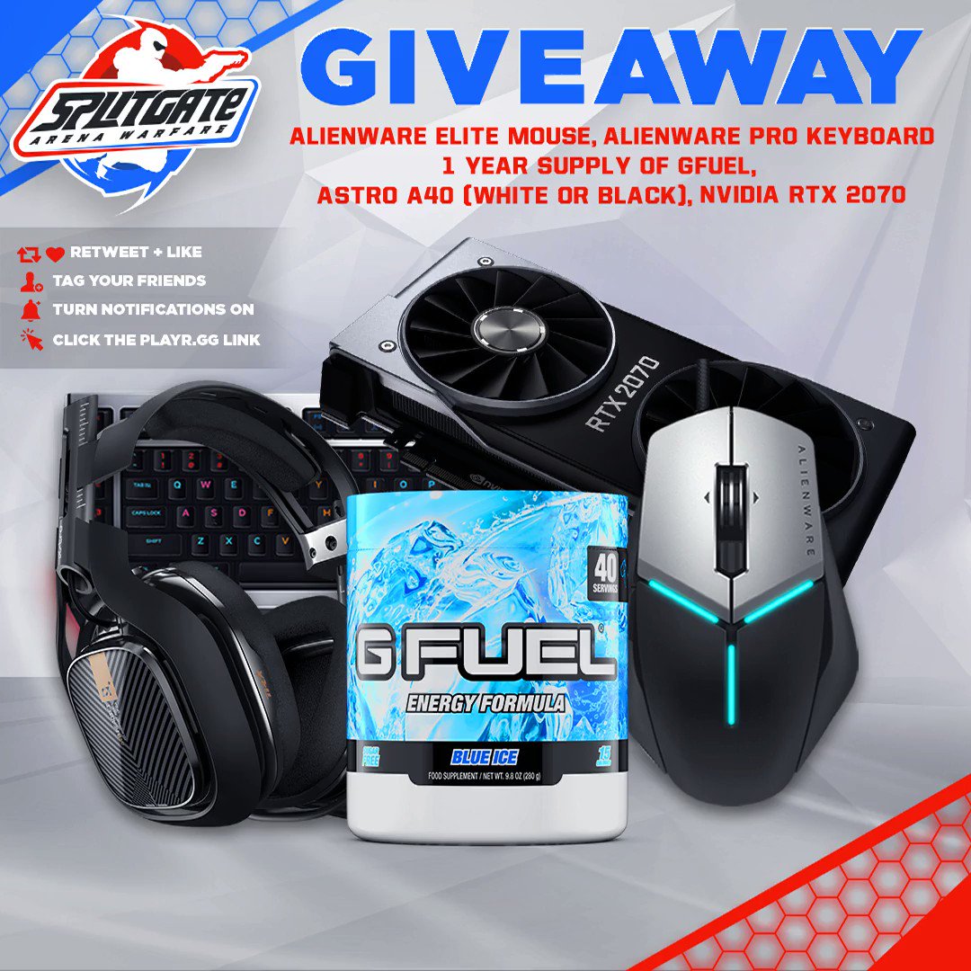 🔴Splitgate: Arena Warfare INSANE Giveaway🔵
To celebrate our May 22nd launch, we are teaming up with some of the best brands in gaming for an 🔥INSANE🔥 @PLAYRgg giveaway.
Enter HERE: https://playr.gg/Splitgate/splitgate …
Thank you to:
@NVIDIAGeForce
@GFuelEnergy
@Alienware
@ASTROGaming