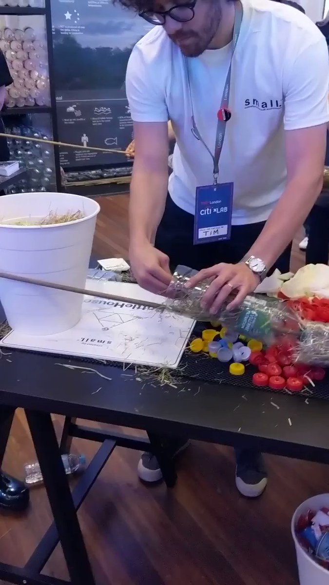 It's the second break! Check out the #CitixLab at the Clore Ballroom and construct a building of the future using just a plastic bottle with Six Miles Across London Ltd. #BeyondArciitecture