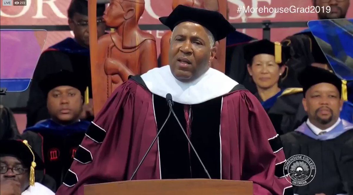 Video of Morehouse College's graduating class being told by commencement speaker Robert F Smith that he's paying off their student loans (re @aoc tweet), which is just extremely cheering to watch - the way what's just happened spreads through them