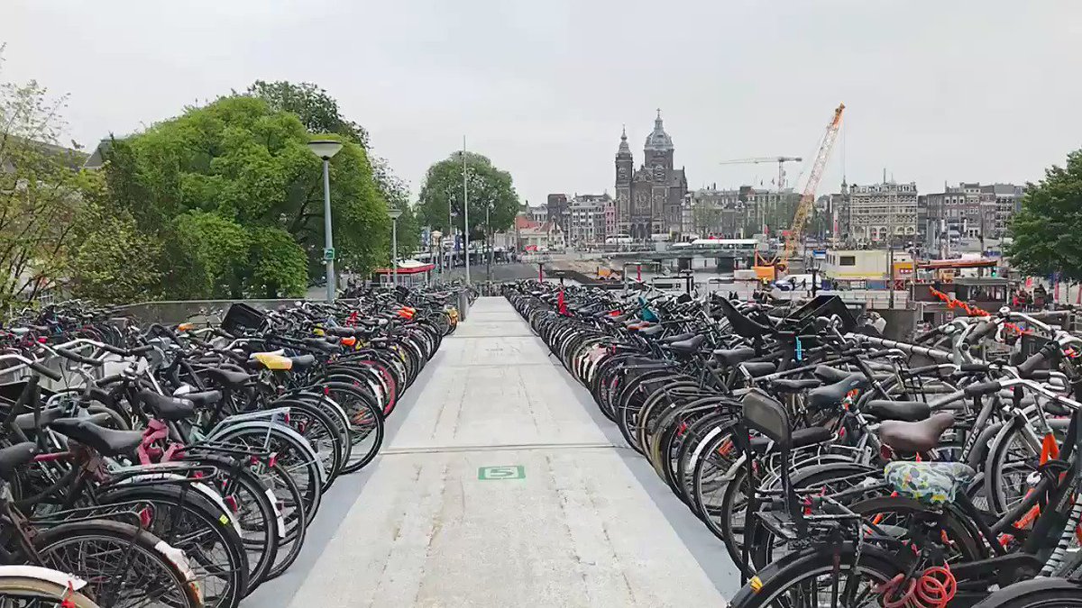 The “fietsflat” was first built in 2003, as a temporary means to store bicycles while Amsterdam Central Station was undergoing renovations.
Now, this permanent 100-metre-long floating structure holds 2,500 bikes, and is the single most photographed attraction in the entire city.