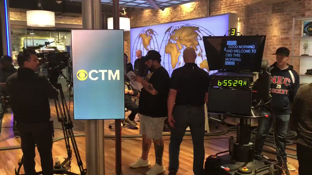 5 minutes to our @CBSThisMorning debut. Patty, our floor director, is ready!