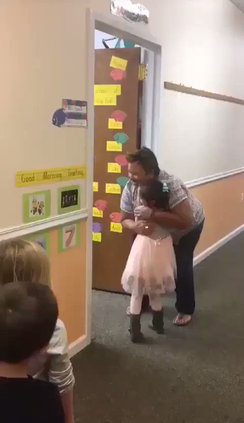 What an awesome teacher!
There is power in greeting students at the door.
This instantly sets a positive tone between the student and teacher.
Studies have shown this increases academic engagement by 20% and decreases disruptive behavior by 9%.
We need more of this!
