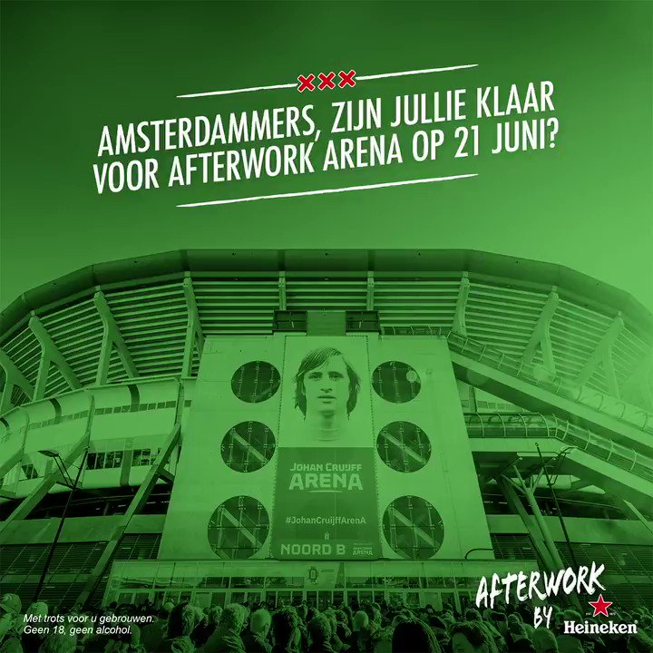 Ben jij klaar voor de รกllergrootste Mokumse Afterwork OOIT!?
Op vrijdag 21 juni laat de ArenA de stad trillen, want samen met zes Amsterdamse nachtparels geven we dรฉ Heineken Afterwork der Afterwork edities.
Inschrijven? ๐๐ผ http://bit.ly/2WHVkklย