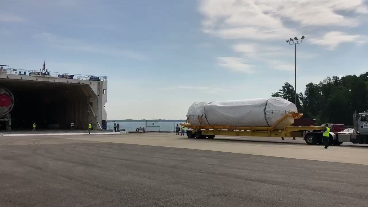 Spending the morning at @ulalaunch. Right now the #AtlasV Dual Engine Centaur is beginning the load in process into the Mariner, a 312-foot long ship that will head to Cape Canaveral for the @BoeingSpace #Starliner Crew Flight Test.