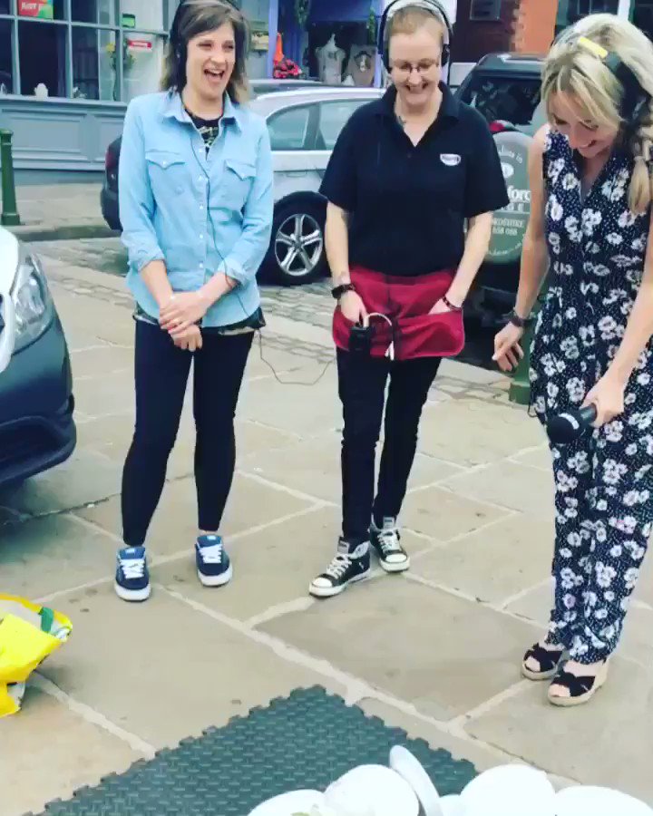 The moment the tower fell on #TopOfThePots live in #Leek today. Perry & Liz will be back on Tuesday 9am-12 next week to topple over some more crockery!