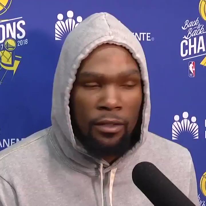 "Every play. ... I'm just sitting on my couch like, 'are we going to guard this pick and roll? Are we gonna stop turning the ball over?'" —KD on getting butterflies while watching his squad on TV