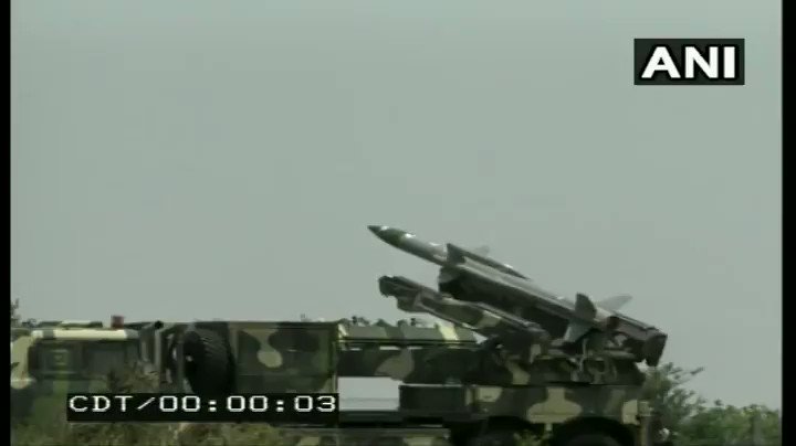 #WATCH DRDO yesterday successfully test fired the Akash-1S surface to air defence missile system in Balasore off the Odisha coast. It is a new version of the missile fitted with an indigenous seeker. It was the second successful test of the missile.