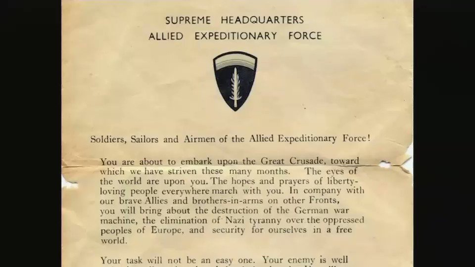 Audio via @CSPAN of General Dwight Eisenhower’s message to the Allied Expeditionary Forces on Tuesday, June 6, 1944. “I have full confidence in your courage, devotion to duty and skill in battle.” #DDay75 #DDay75thAnniversary