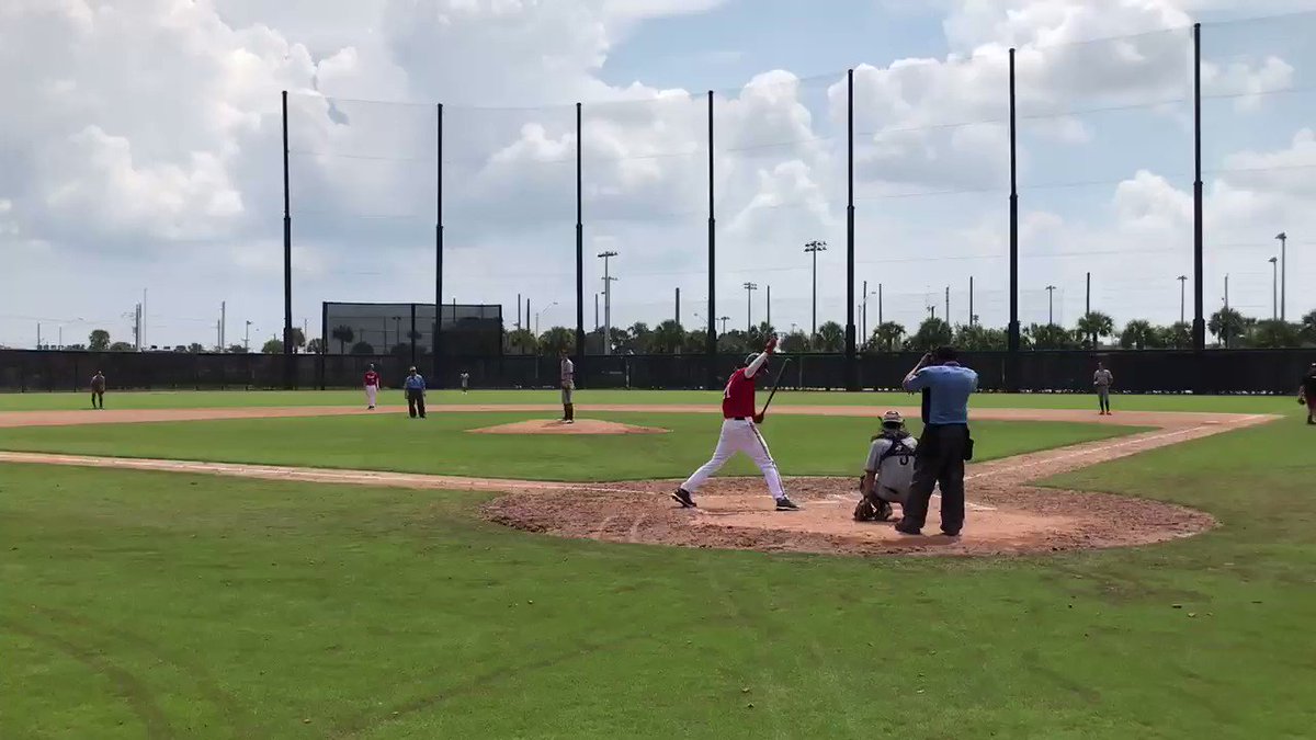 @MGMenendez21 doubles on a shot to center field fence driving in two runs. 🔥🔥🔥 #SquadBoys ⚾️⚫️🔴 #SquadUp @EliteSquad @ESB17uAmerican @House_Of_Grind @PSBaseballinc #PBC – at The Ballpark at The Palm Beaches