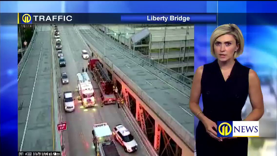SERIOUS ACCIDENT Liberty Bridge. Just listen to what @WPXITraffic says right off the top. Live Coverage now on Channel 11 Morning News.