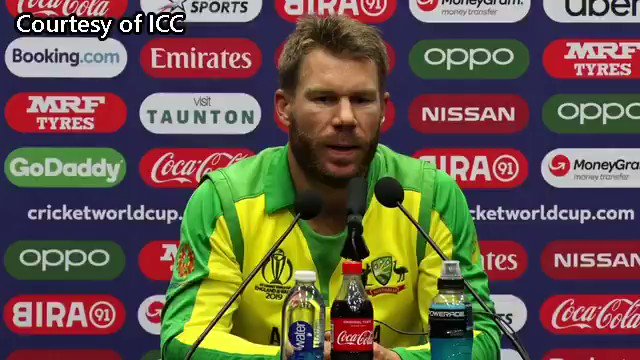 David Warner "Amir's a world-class bowler. When he's swinging it, it's very difficult to try to get on top of him. Then when it's seaming and swinging, it's even harder" #AUSvPAK #CWC19