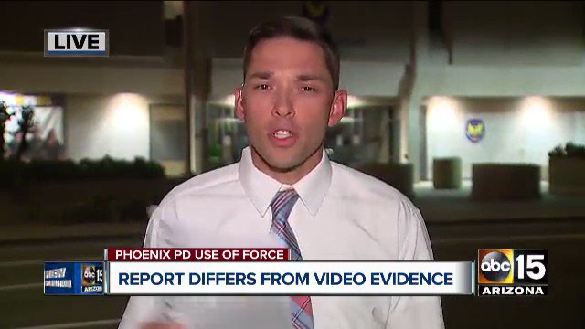 In the witness video, Officer Christopher Meyer yells "I'm gonna f***ing put a cap right in your f***ing head."
Regarding the leg sweep, Meyer wrote - "I made him spread his feet."
There is no mention of the pregnant mother & two daughters being held at gunpoint @ABC15