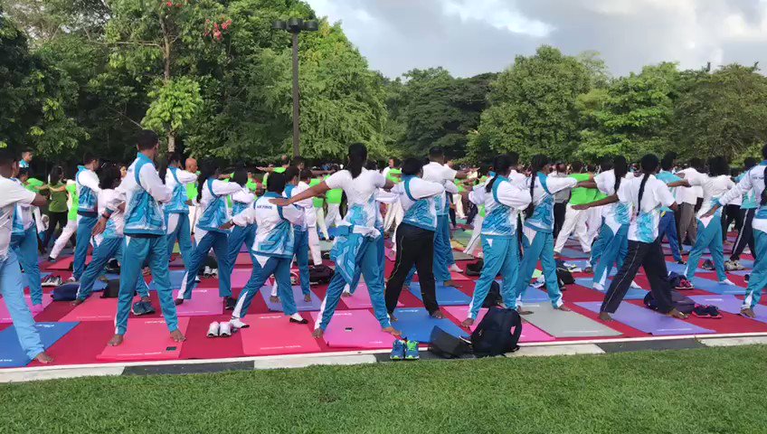 #Srilanka : Celebrations for International Day of Yoga held in Colombo; Health minister Rajitha Senaratne and other dignitaries participate alongside hundreds of #Yoga enthusiasts
#YogaDay2019