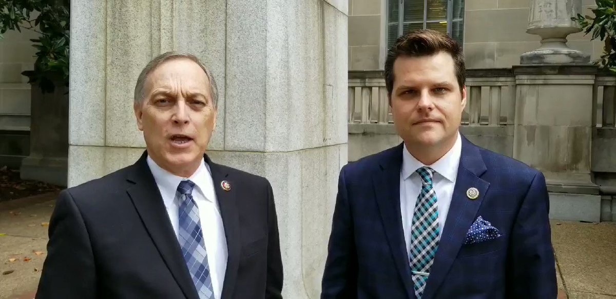 .@RepMattGaetz & I just returned from DOJ where we were viewing recently declassified documents from the Mueller investigation. @POTUS @realDonaldTrump has done a remarkable job in spite of the harassment he has endured throughout his tenure as President of the United States.
