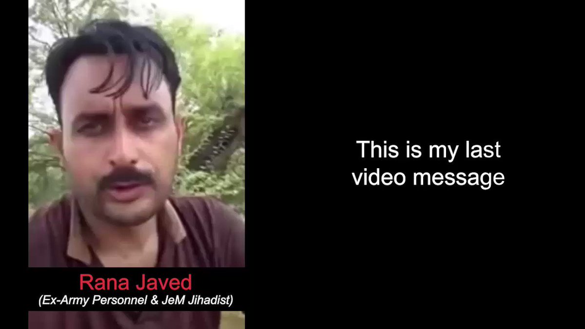 "Pakistan Army is providing trainings to terrorists and exporting them to neighboring countries for terrorism" - Rana Tanveer(Ex-Army personnel and JeM Jihadist) exposing the Pakistan Army just before he commits suicide.#Pakistan #Army #Terrorism @LawrenceSellin @setholdmixon